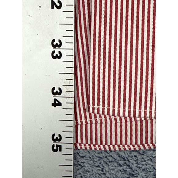 Brooks Brothers 346 Mens 18 6/7 Red White Striped Non-Iron Cotton Dress Shirt - Picture 5 of 11